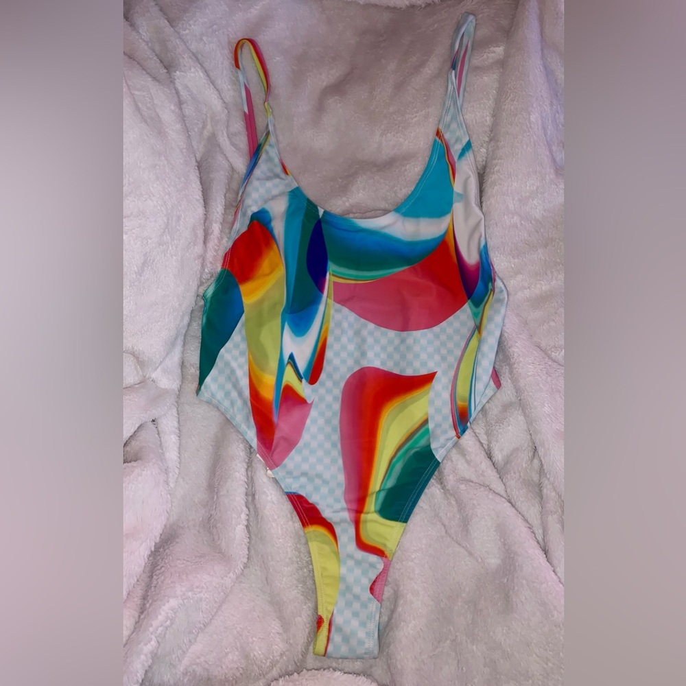 Fabletics Low Back One-Piece Swimsuit (M; Multicolor)